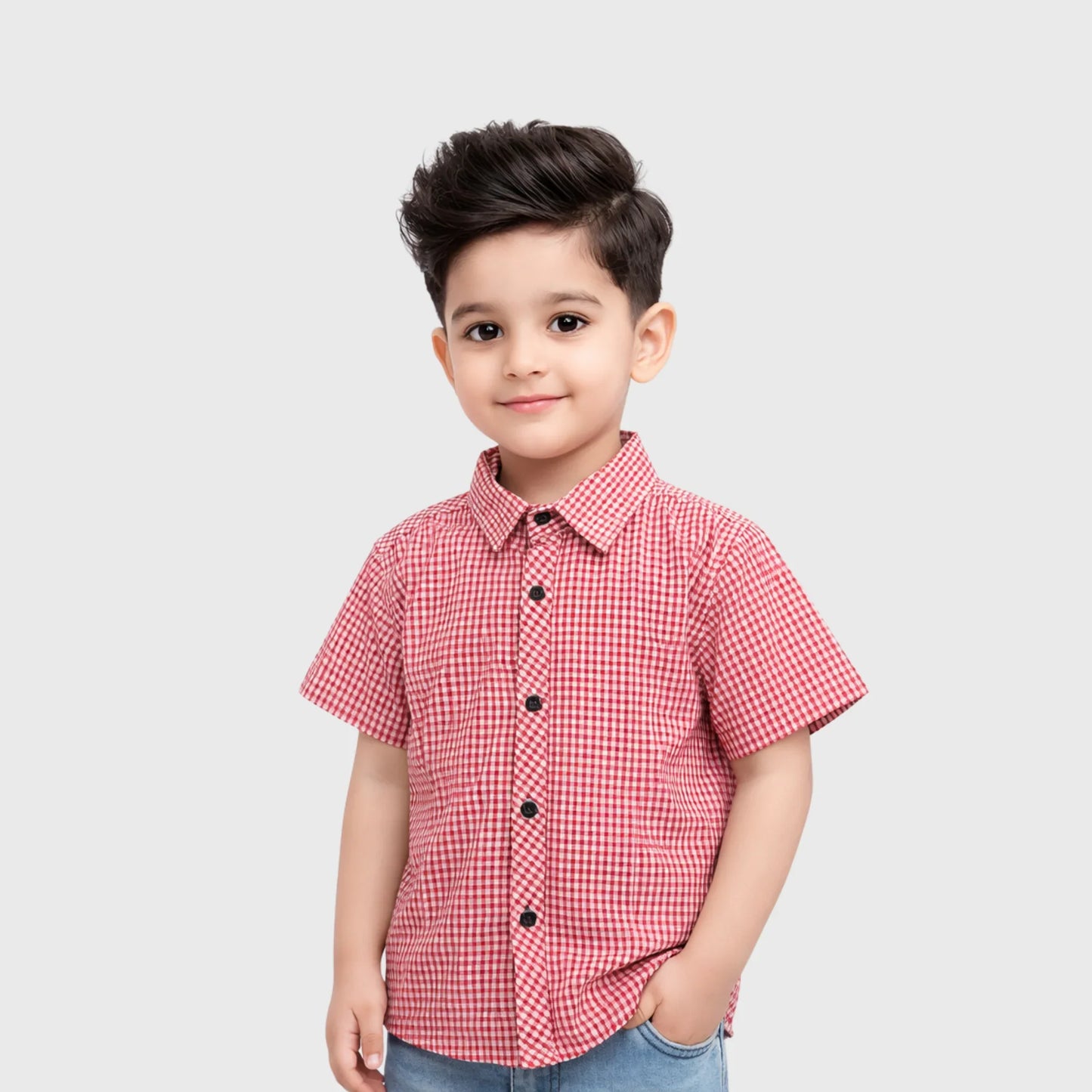 Boys' Classic Red Button-Down | Short Sleeve