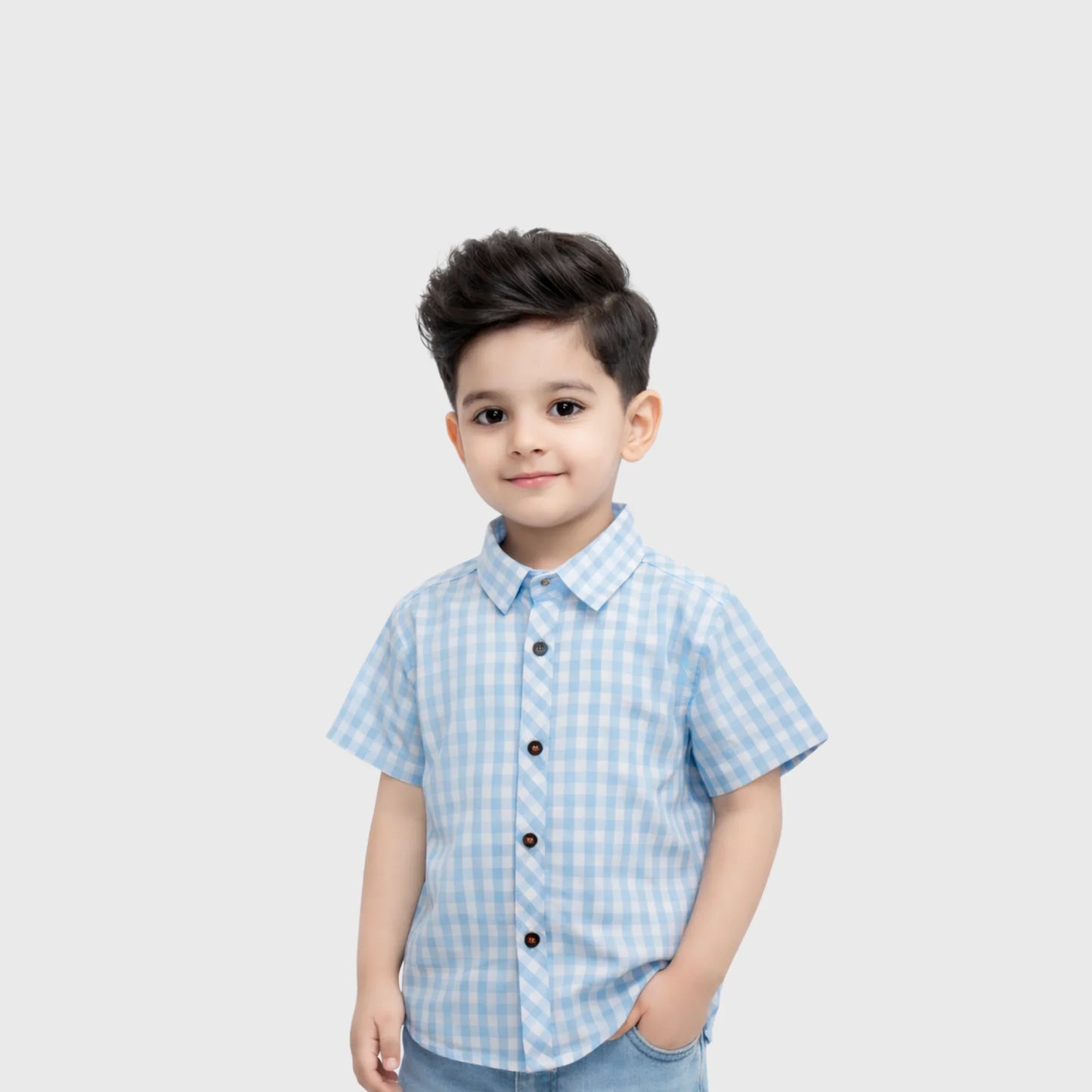 Boys' Classic Sky Blue Button-Down | Short Sleeve