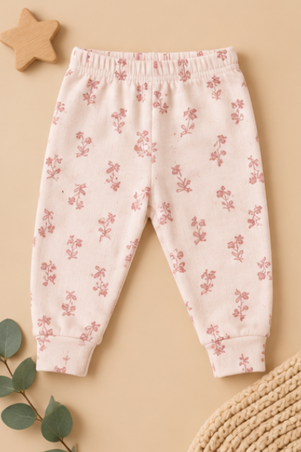 Floral & Solid Pink Jogger Pants, Pack of 3