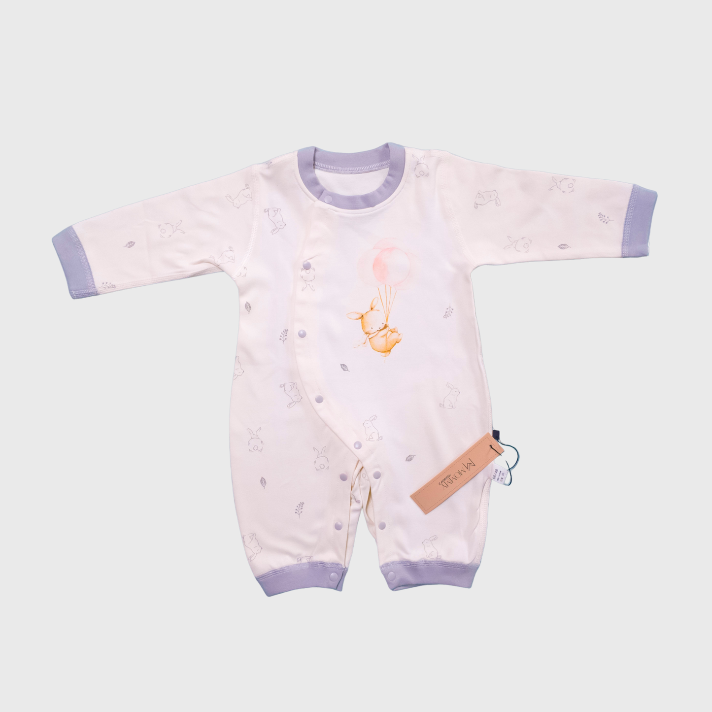 Beige & Grey Soft Cotton Baby Romper