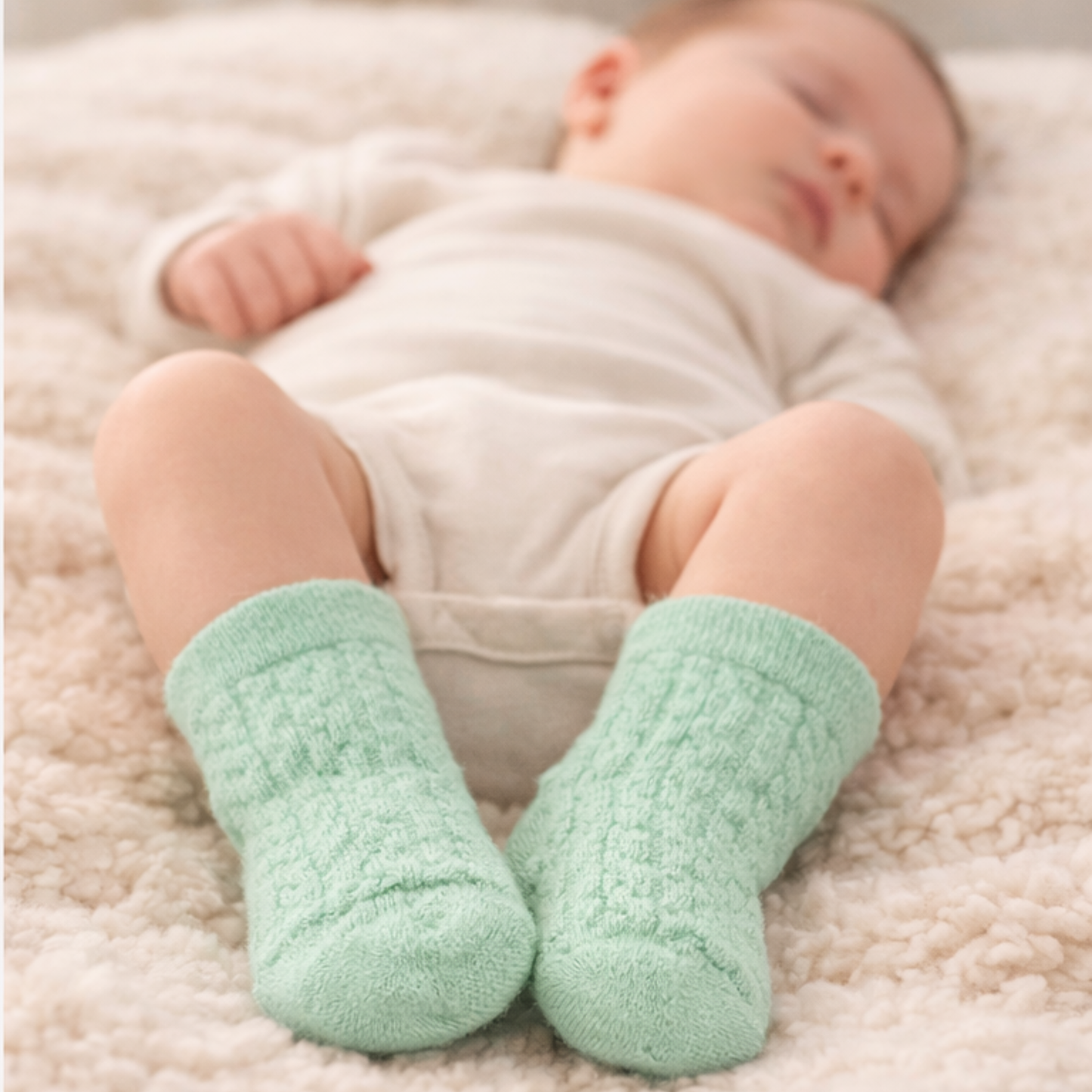 Classic Cable Knit Baby Socks – Sage Green