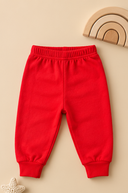 Solid Jogger Pants, Pack of 3 (White, Red, Grey)