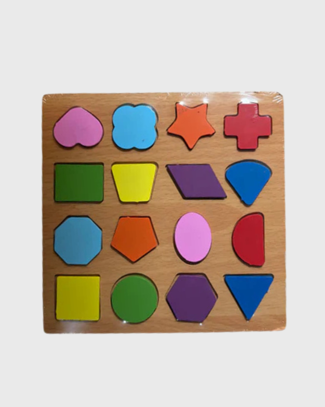 Wooden Shape Sorting Puzzle - Colorful Geometric Learning Board