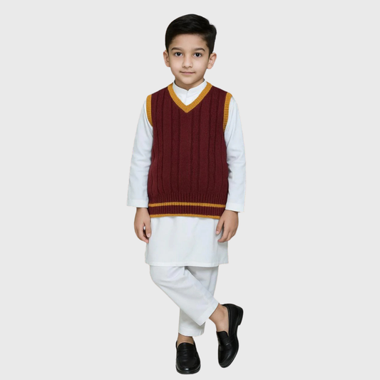 Cable Knitted Sweater Vest - Toddler & Kids-12M-6Y