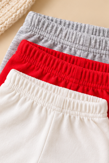 Solid Jogger Pants, Pack of 3 (White, Red, Grey)