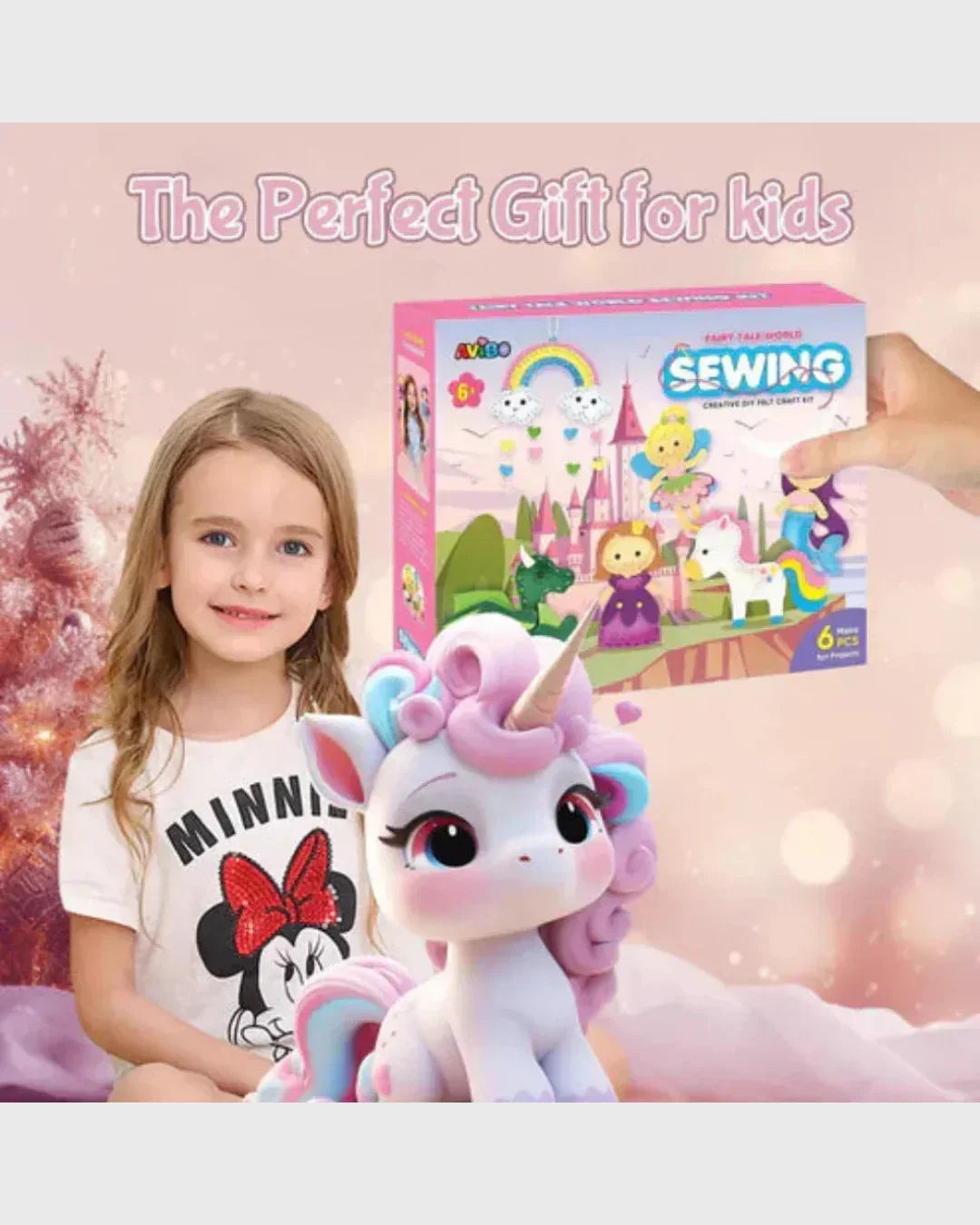 FAIRY TALE WORLD SEWING KIT - Create 6 Felt Princesses, Unicorns & Dragons (Ages 6+)