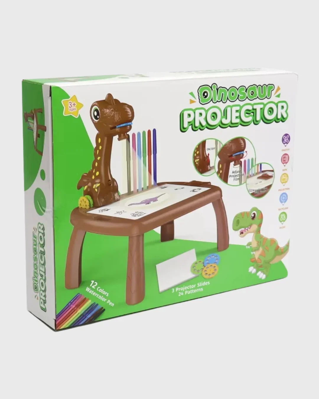 Dinosaur Projector Art Desk - Musical Drawing Table with 24 Patterns