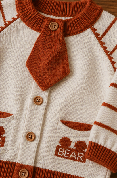 Rust Maroon Sweater Suit with Detachable Tie