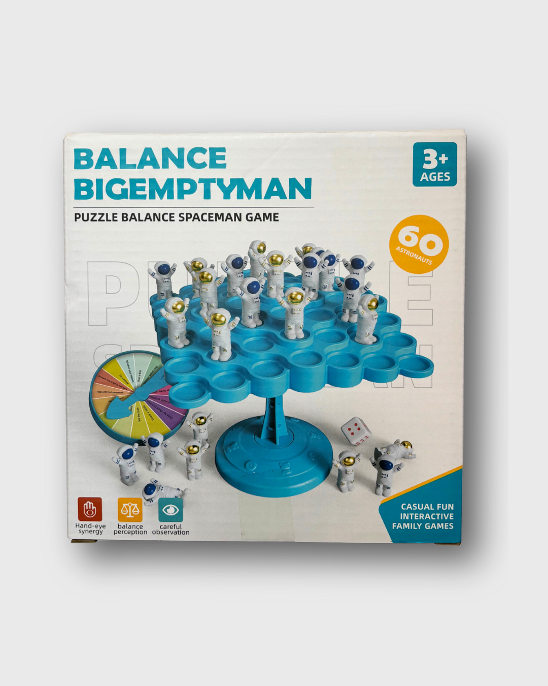 Balance Spaceman Game - Square Style-STEM Learning Toy for Kids Ages 3+ with 60 Astronauts