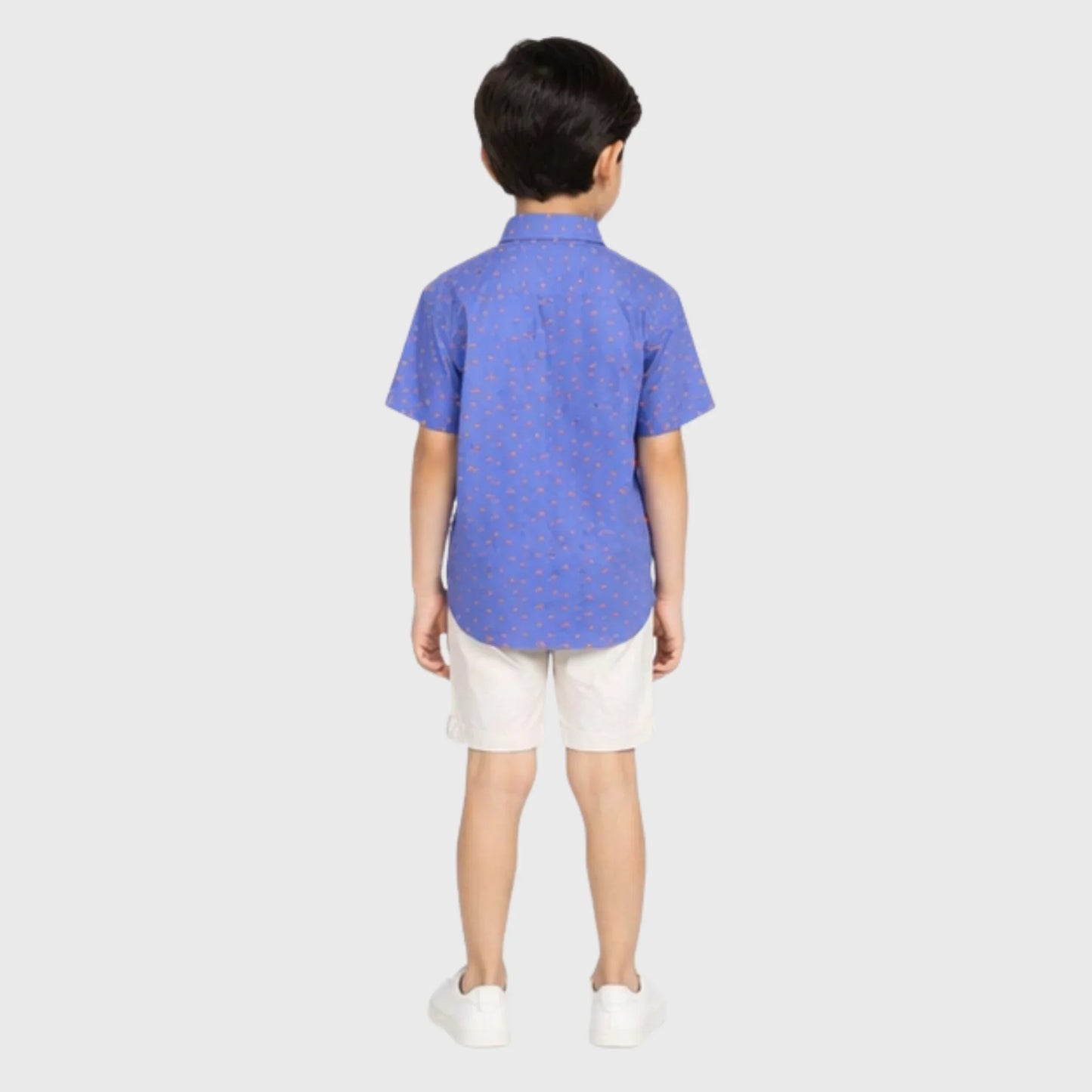 Purple Printed Button-Down Short-Sleeve Shirt