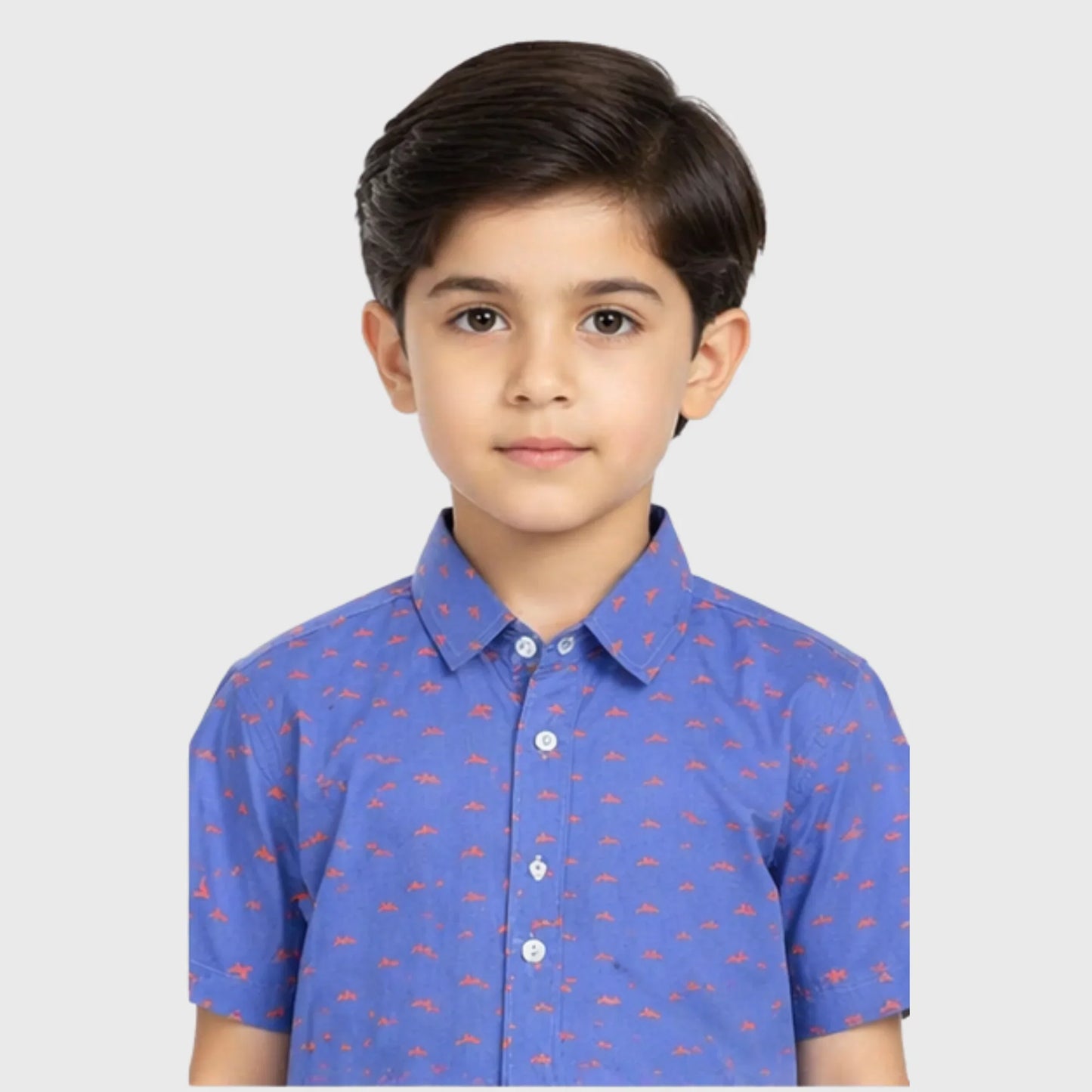 Purple Printed Button-Down Short-Sleeve Shirt