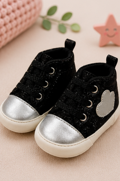 Black & Silver Glitter Sneakers
