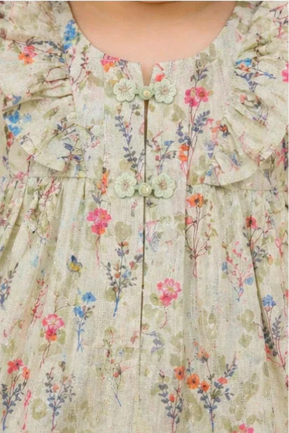 Girls Floral Frill Top & Cap Set – Mint Green