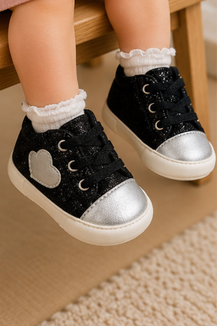 Black & Silver Glitter Sneakers
