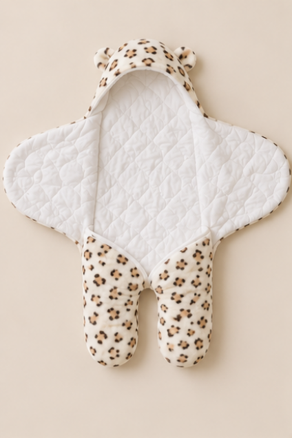 Leopard Hooded Baby Swaddle