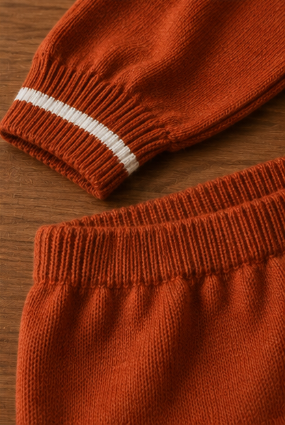 Rust Maroon Sweater Suit with Detachable Tie