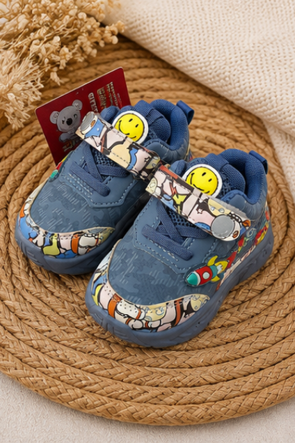 Kids’ Blue Cartoon Printed Sneakers