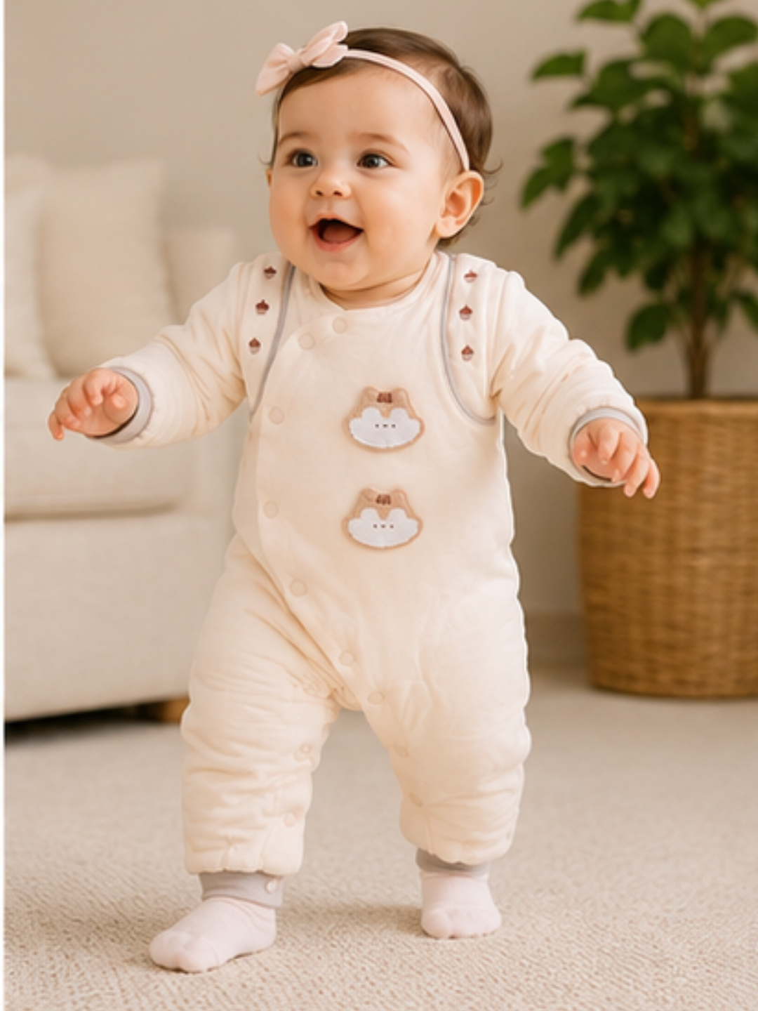 Cream Bunny Quilted Romper