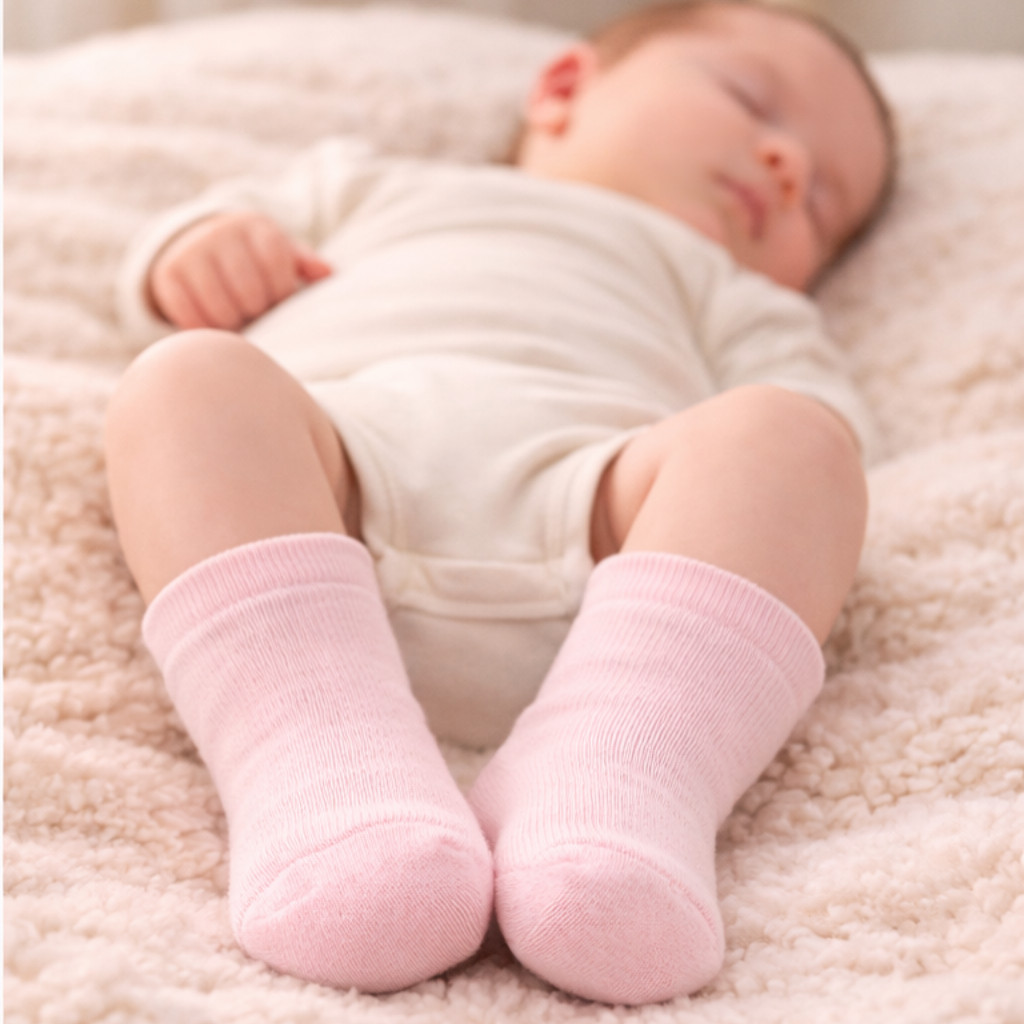 Essential Ribbed Baby Socks – Petal Pink