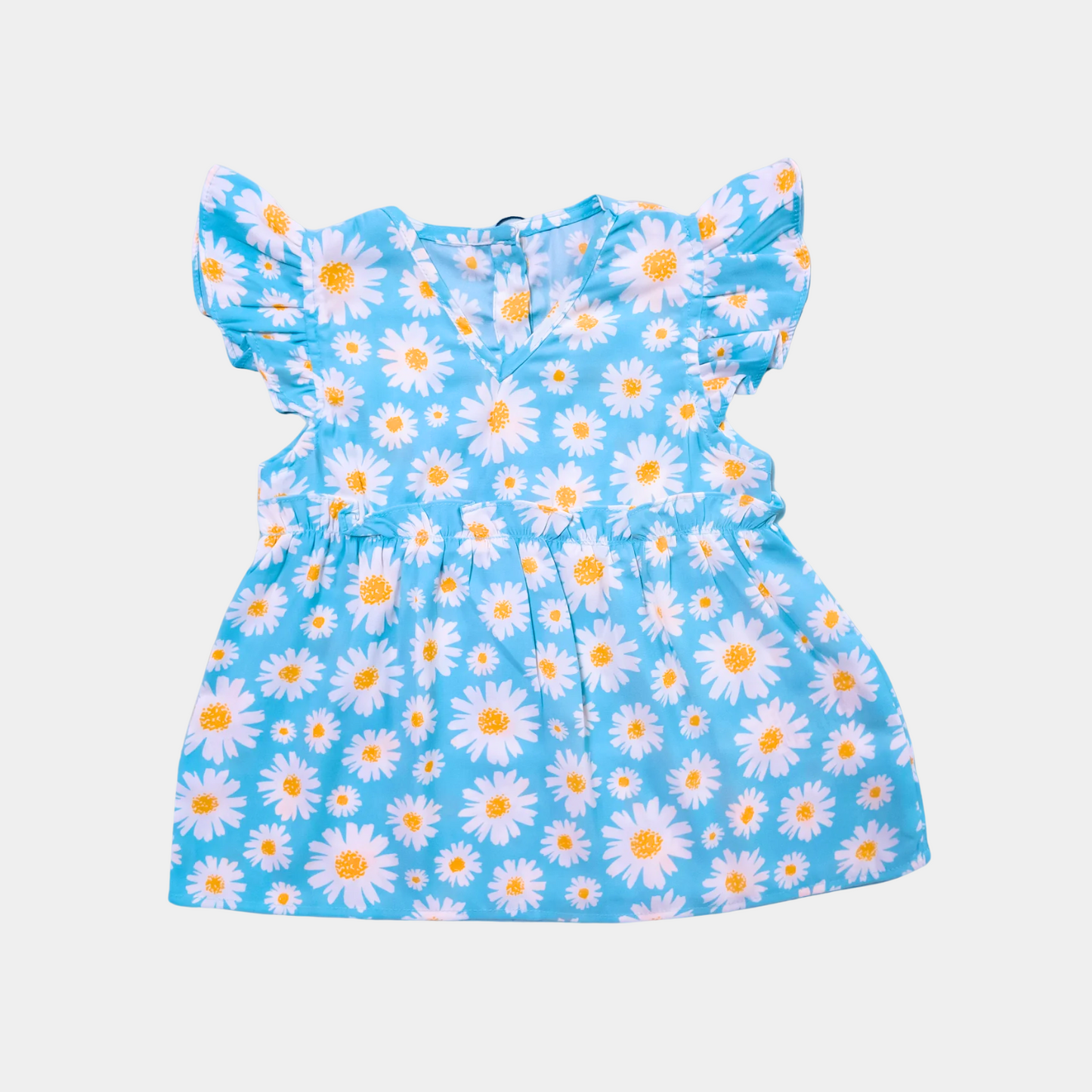 Blue Frock With Flower print For Girls | 12M-6Yrs