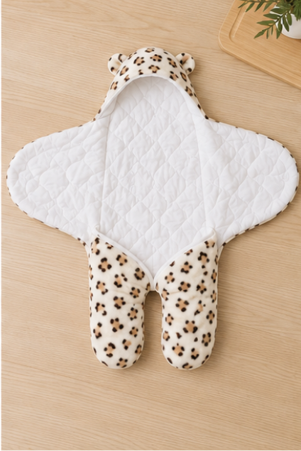 Leopard Hooded Baby Swaddle