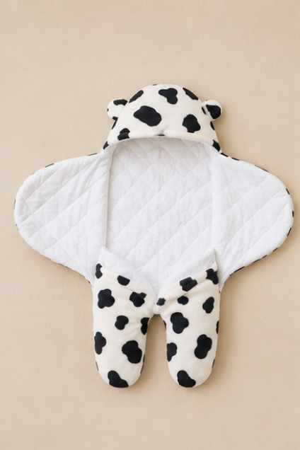 Cow Print Hooded Baby Swaddle