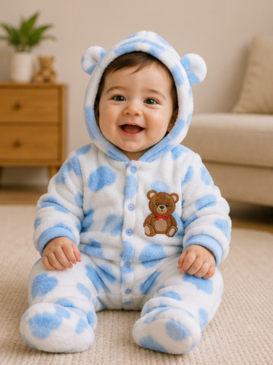 Fur Romper Blue Patches