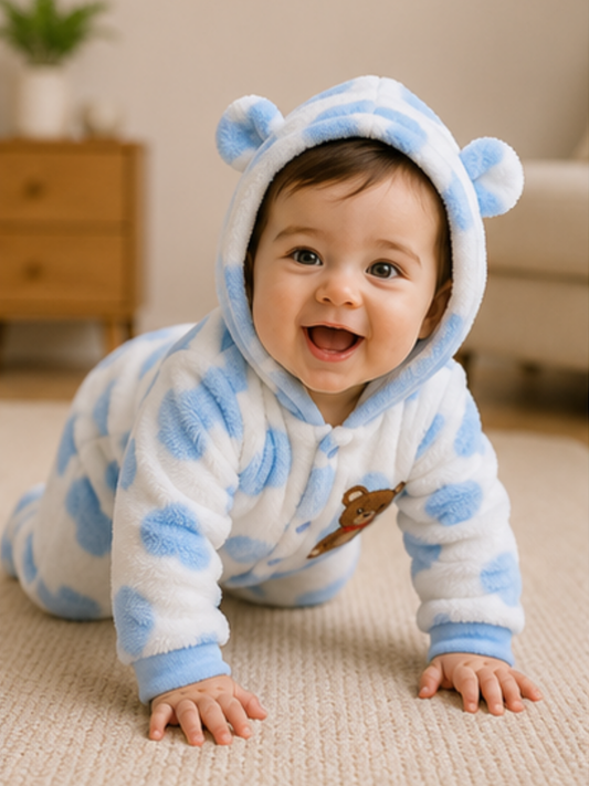Fur Romper Blue Patches