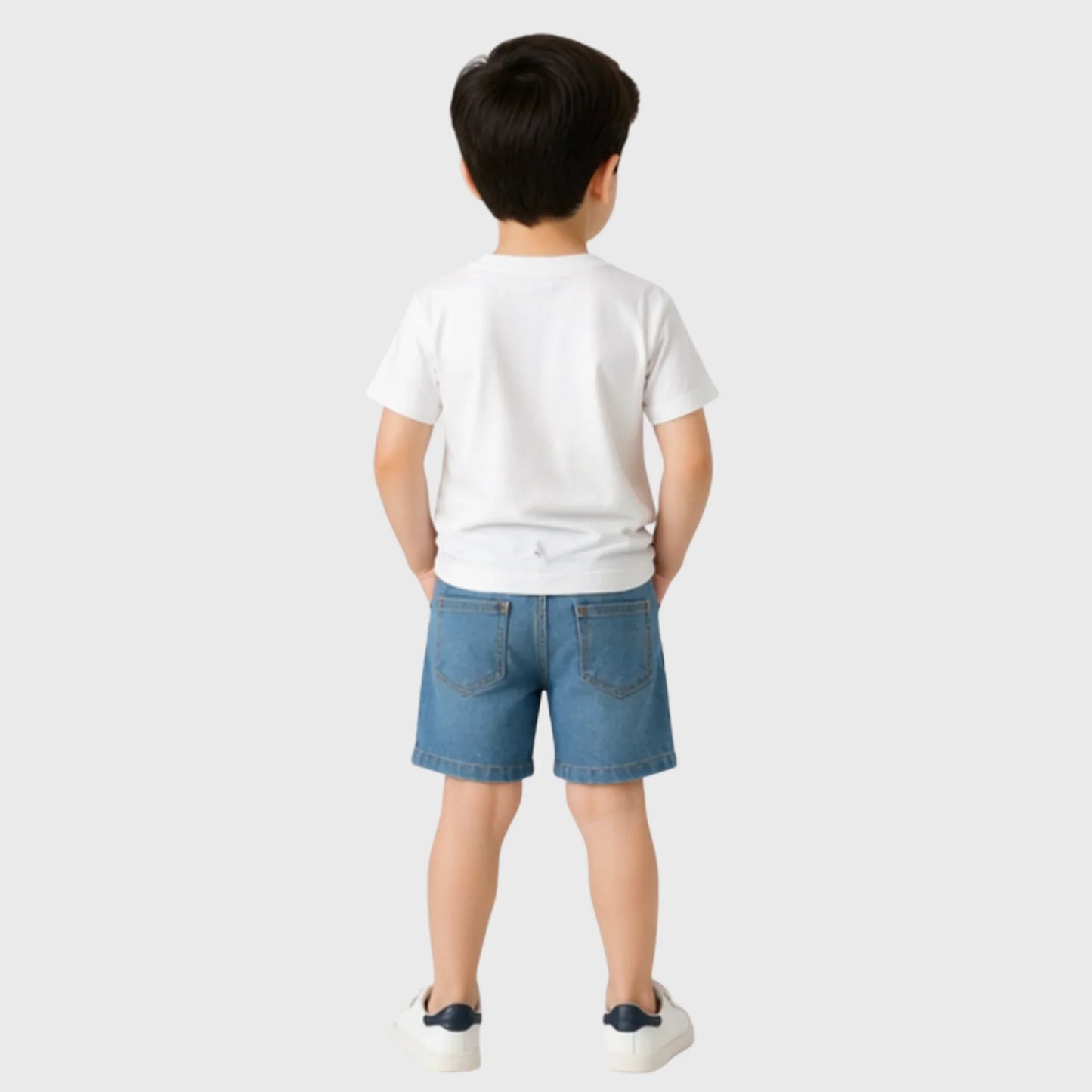 Boys Medium Wash Denim Shorts with Skater Patch