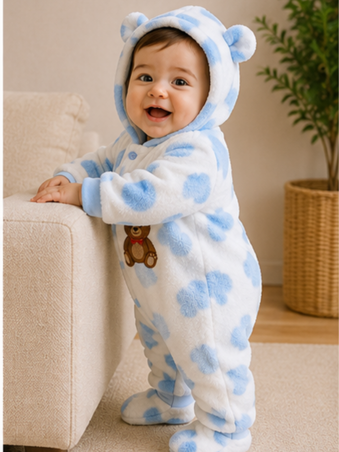 Fur Romper Blue Patches