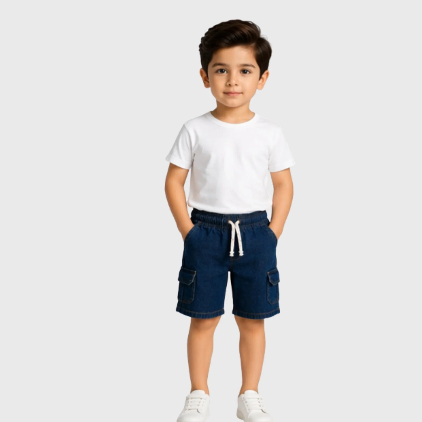Boys "Cargo" Denim Shorts - Light Blue