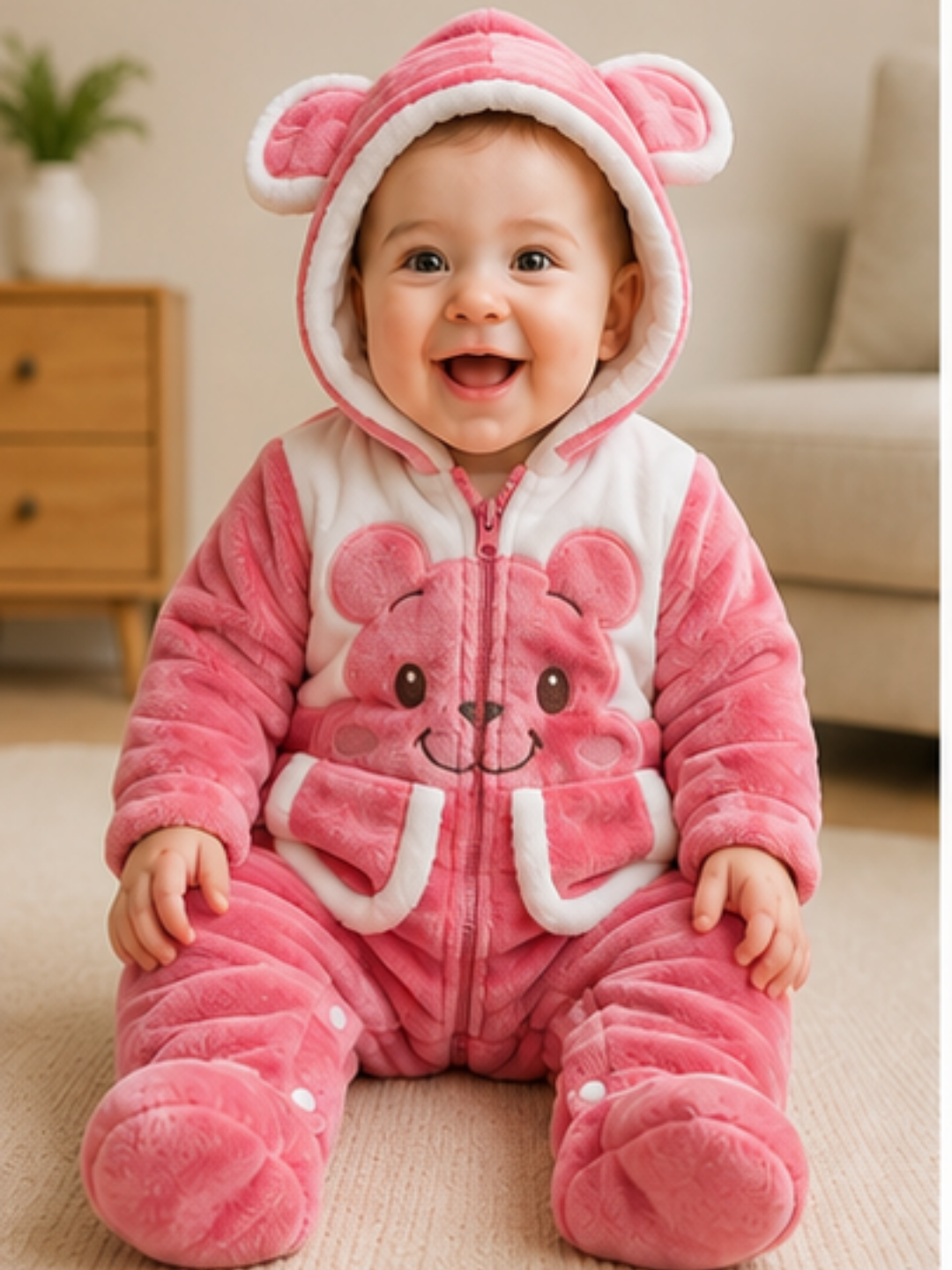 Character Fur Romper Pink