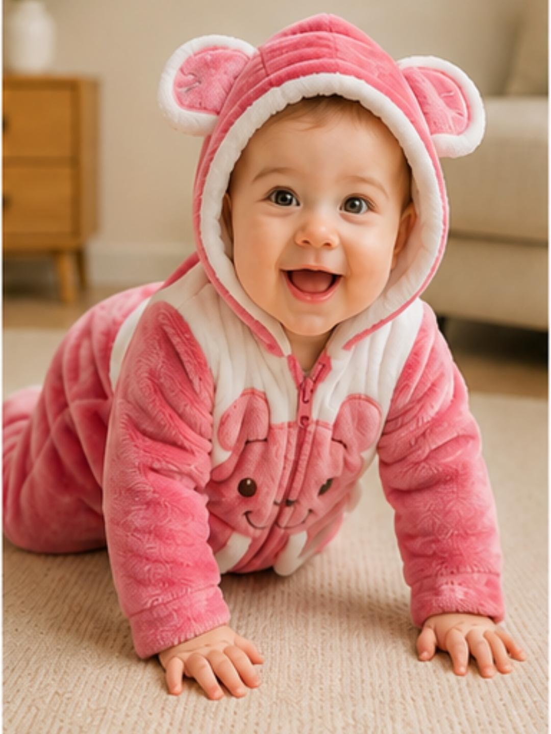 Character Fur Romper Pink