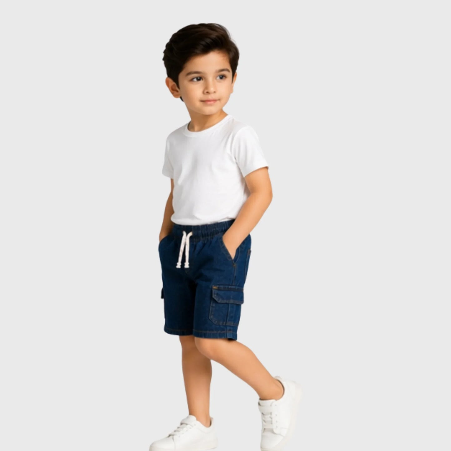 Boys "Cargo" Denim Shorts - Light Blue