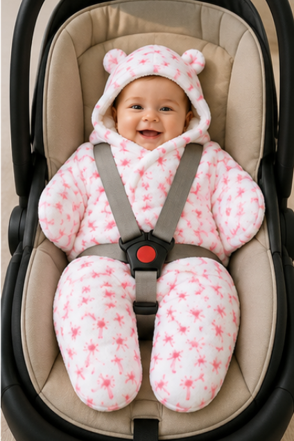 Pink Star Hooded Baby Swaddle