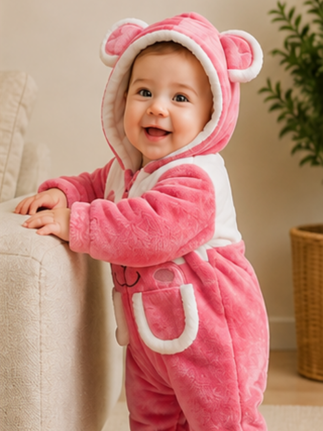 Character Fur Romper Pink
