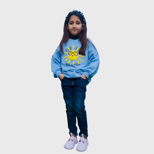 Kids' Blue "You Look So Cool" Sweatshirt – Cozy Pullover – Minor Fault (2–14 Years)