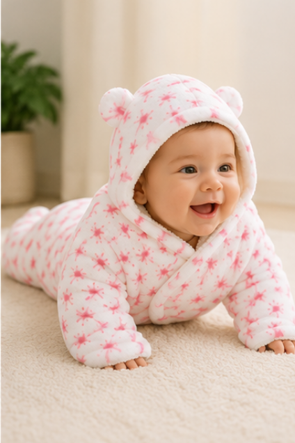 Pink Star Hooded Baby Swaddle