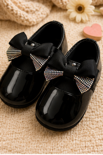 Girls’ Black Bow Party Shoes