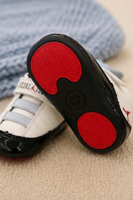 Kids White & Black Sporty Velcro Sneakers