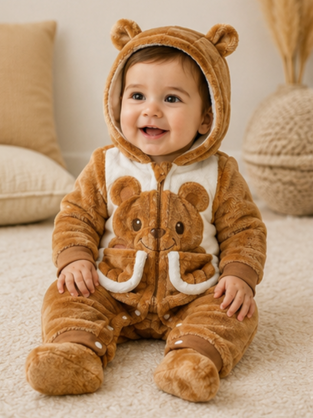 Character Fur Romper Beige