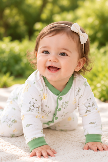 Green Meadow Button-Up Romper