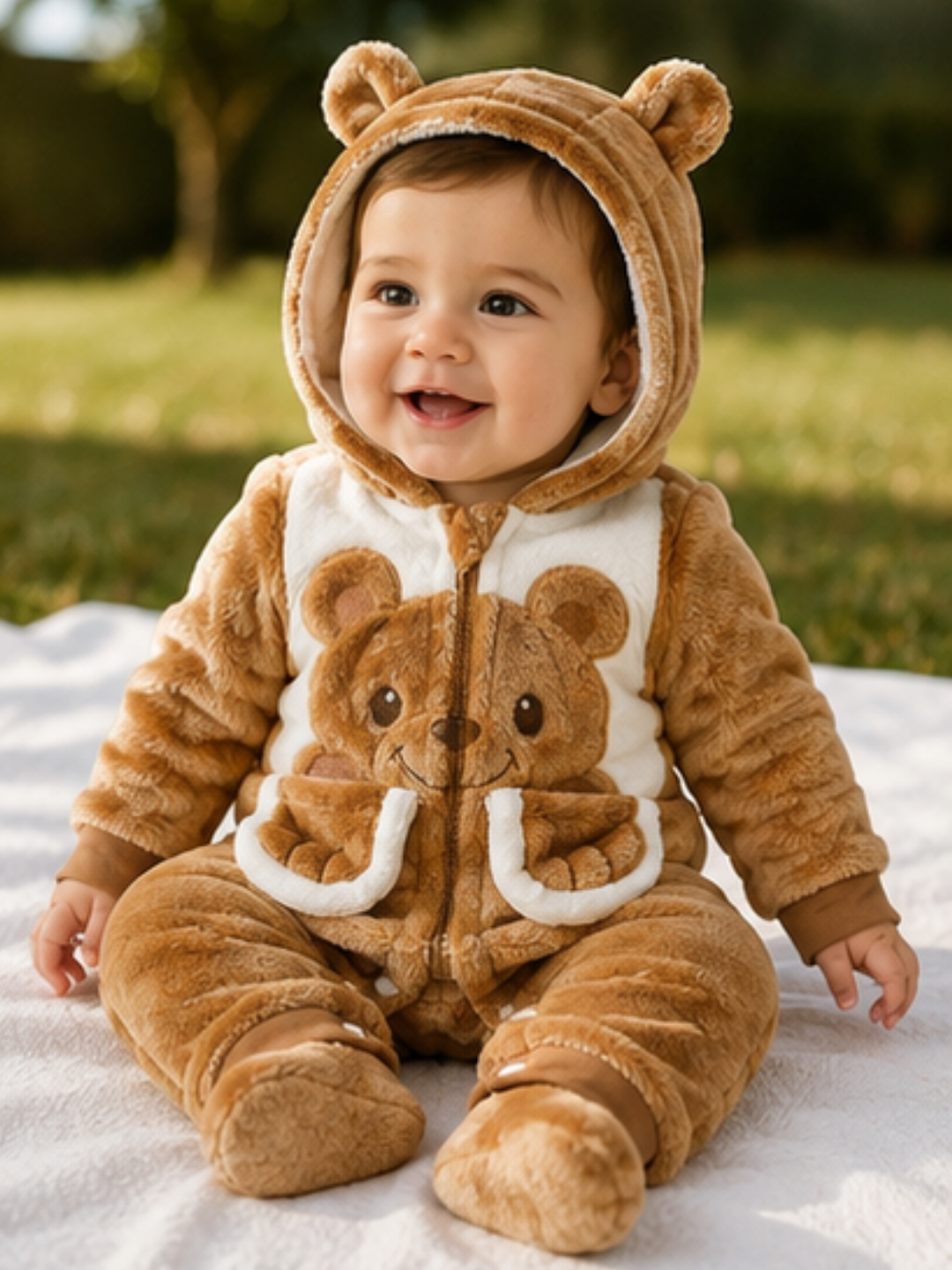 Character Fur Romper Beige