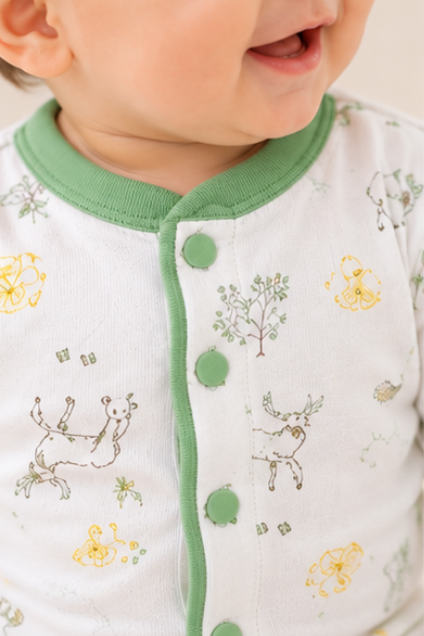 Green Meadow Button-Up Romper
