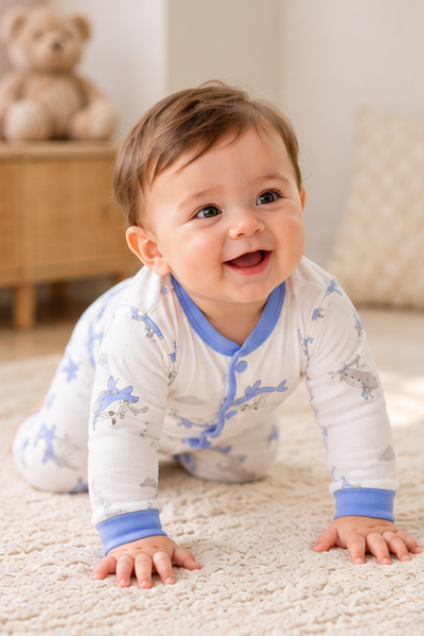 Blue Whale Button-Up Romper