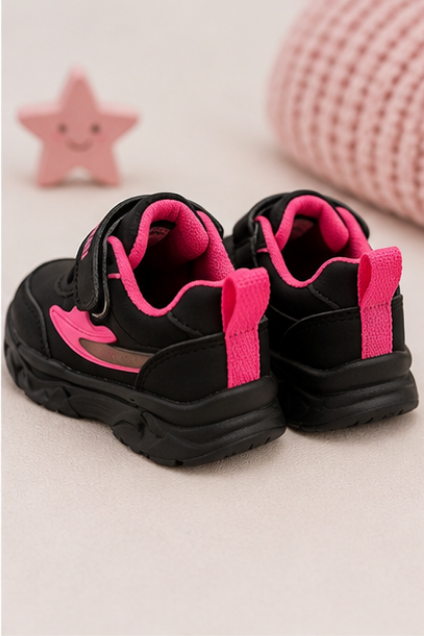 Kids’ Black & Pink Sporty Sneakers