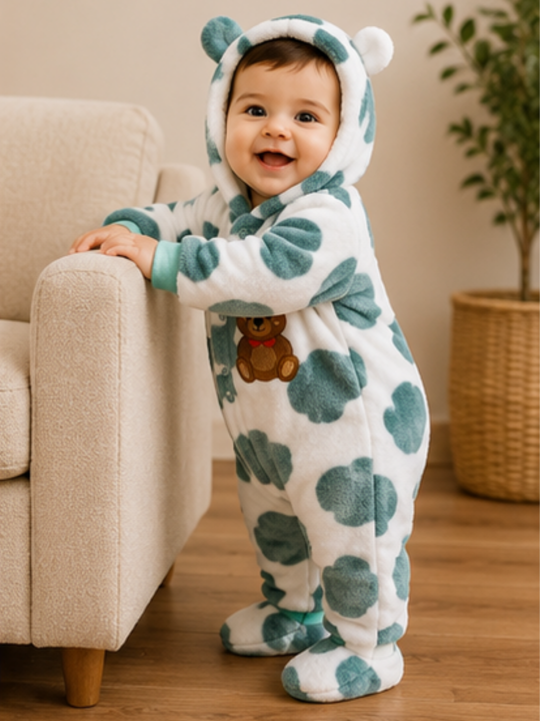 Fur Romper Green Patches
