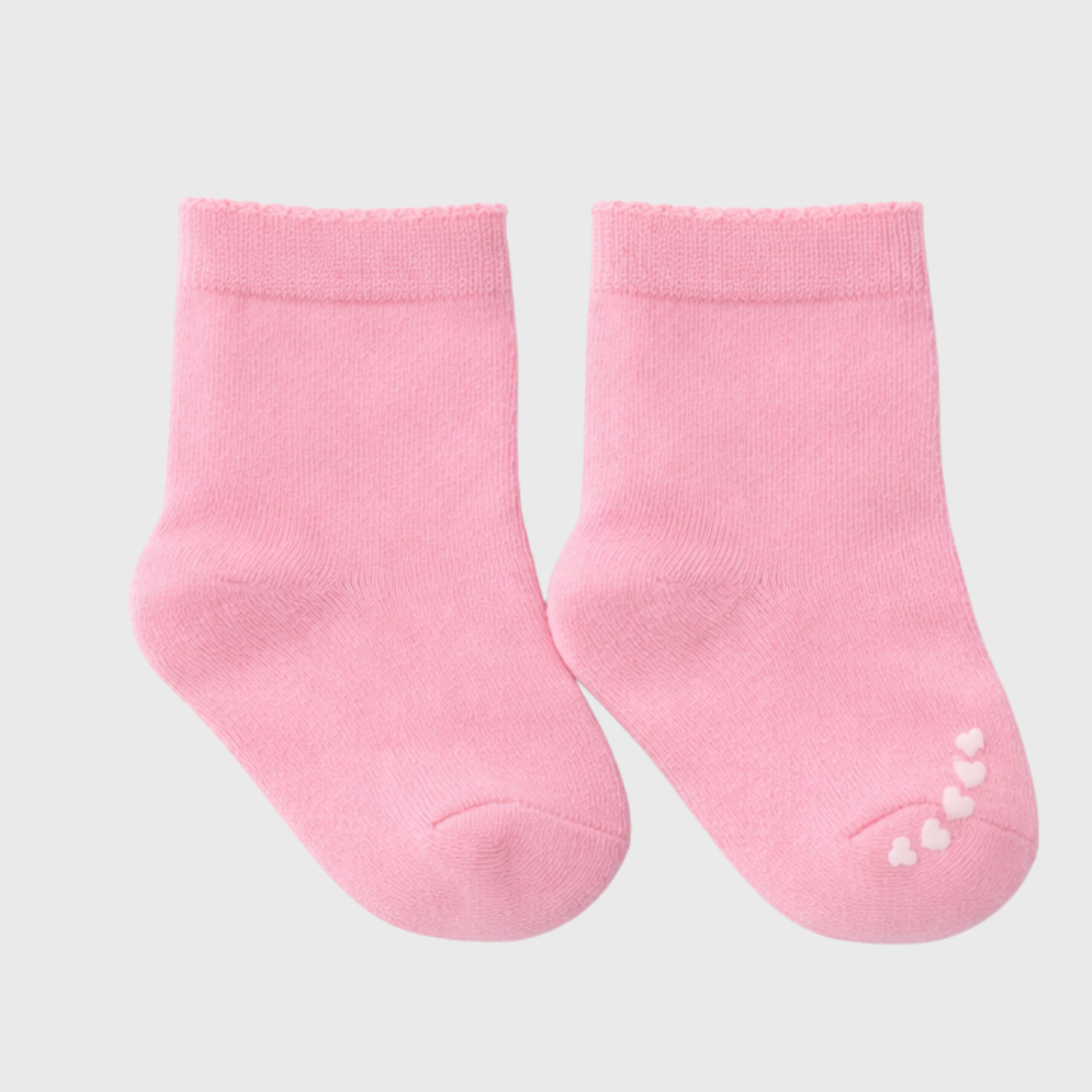 Pink Heart-Grip Baby Socks – Candy Pink