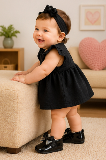 Girls’ Black Bow Party Shoes
