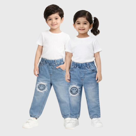 Kids' Smiley Graphic Denim Pants